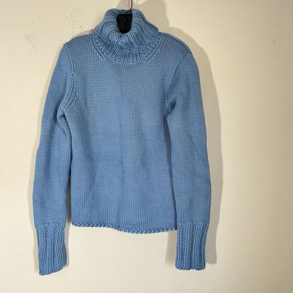 Vintage Gap Sweater Womens L Blue Pullover Chunky Knit Turtleneck Wool Blend - Picture 1 of 6